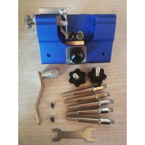 Affûteuse de chaîne de tronçonneuse portable à manivelle, outil de quincaillerie ménager, comprend 5 tête d'affûtage de chaîne (bleue, taille L). (1/5)