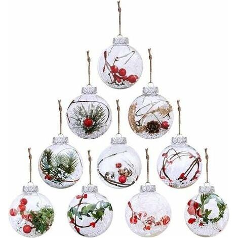 10 Pack Christmas Baubles Ornament Baubles 80mm Christmas Decorations Bauble Plastic Fillable Christmas Decorations Baubles Baubles Crafts (1/5)