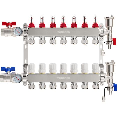 Collecteur Plancher Chauffage Acier Inoxydable 7 Circuits