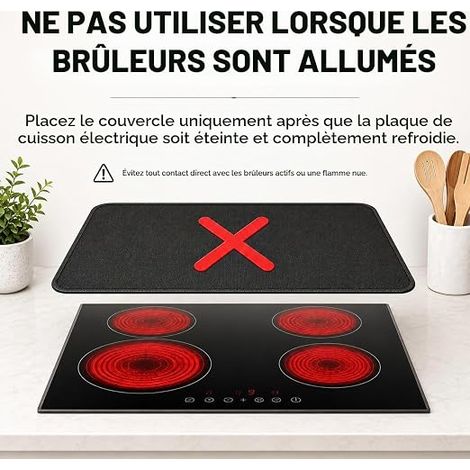 Housse de Cuisinière Ignifuge et Étanche - Tapis de Cuisinière Électrique 53 x 75 cm - Protection de Plaque de Cuisson en Verre et Céramique (1/4)