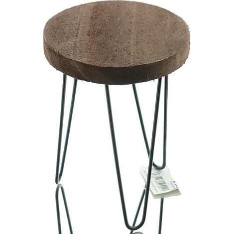 Freese – nature trends Support pour plantes rond – Bois et métal, brun, Ø 18,5 x H 22 cm
