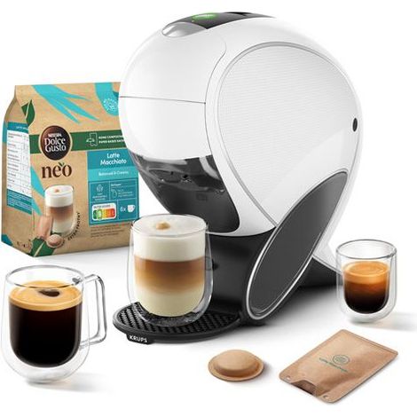 Krups – Machine à café à capsule Nescafé Dolce Gusto Neo KP850110 1600 W – Design compact – Pour expresso crémeux – Blanc