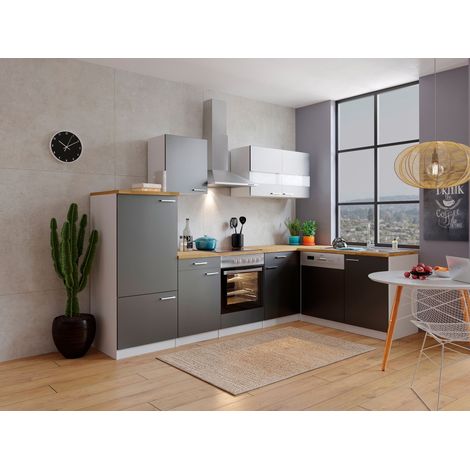 Cuisine Cuisine d'angle Blanc Gris Malia 280x172 cm Respekta