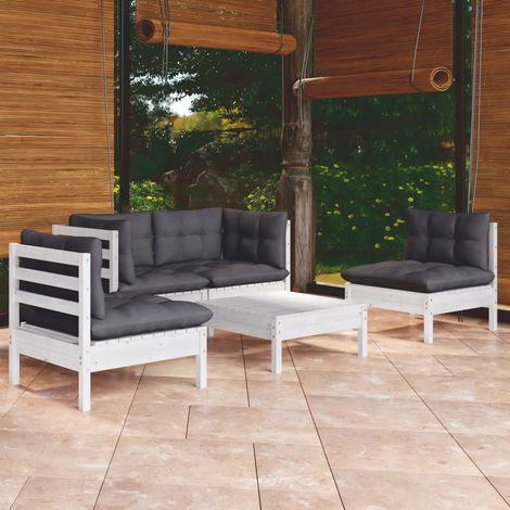 vidaXL Set Salotto da Giardino 5pz con Cuscini Legno Massello di (1/5)