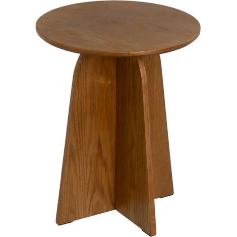 Table d'appoint - JUANIO - diam.40xH50 - Noyer - MDF plaqué frêne 15 mm - Rond (1/5)
