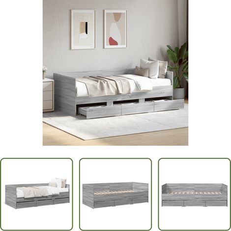 Schlafsofa - Tagesbett mit Schubladen ohne Matratze Grau Sonoma 100x200 cm (1/5)