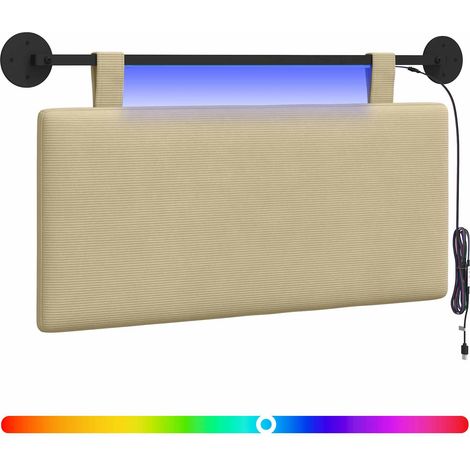 Hanging Headboard Light Green Grey Corduroy Fabric vidaXL