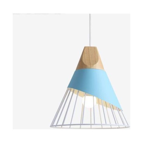 BUNTHAUS Suspension Moderne Industrielle Bois Suspension Luminaire Abat-Jour En Métal Plafonnier E27 Lustre Simple cage Créatif Réglable Pendante Fer Pour Salon Chambre Salle À Manger Cuisine Salon