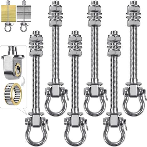 6pcs Boulons de Suspension 22.5cm Hamac Suspension pour Balançoire Kit Palier de Montage Pivotant pour Chaise d'intérieur/d'extérieur, Corde de Yoga, Sac de Frappe, Sac de Sable, 1500lbs (1/5)