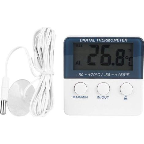 Jauge de Moniteur de température avec thermomètre d'alarme numérique électronique intérieure et extérieure en Aluminium (1/5)