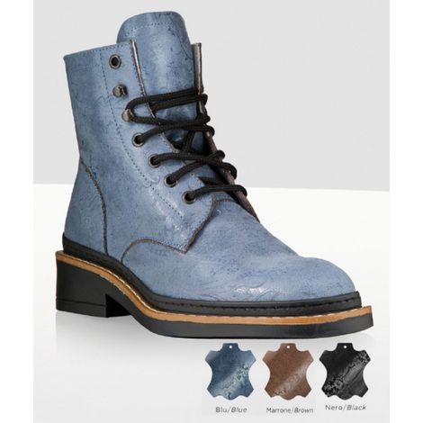 43, Schwarz: Amerikanischer Arbeitsstiefel Modell Solo aus weichem Formleder und Schnürsenkeln vorne, Gummisohle mit Schockpunkt an der Ferse