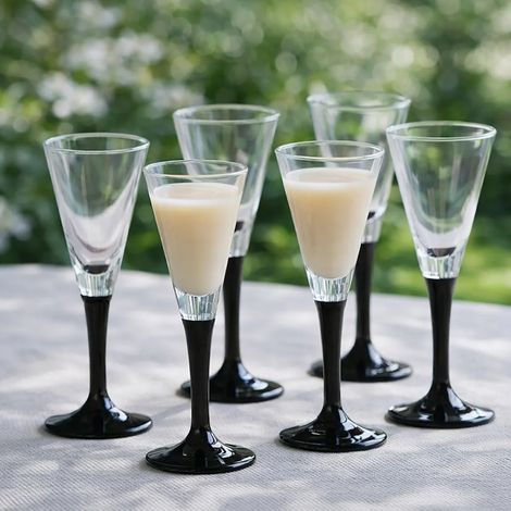 Altom Design Onyx Likörgläser mit schwarzem Stiel, 50 ml, 6er-Set