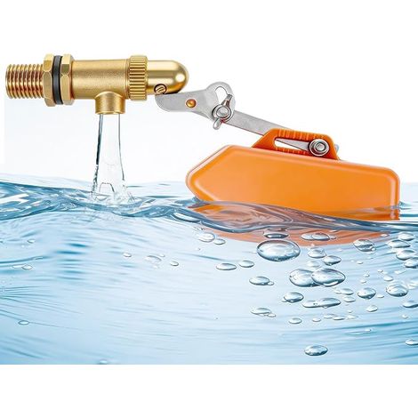 Robinet flotteur 3/4" en laiton 3/4" avec flotteur avec bras réglable Humidificateur automatique pour abreuvoir automatique réservoir d'eau aquarium (orange) (1/5)