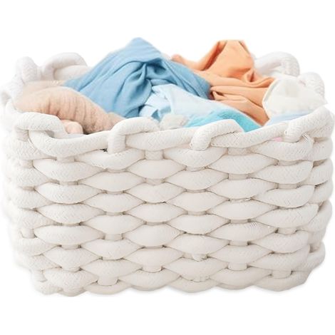20 x 15 x 12 cm Panier de rangement en coton : panier tressé, paniers pour le rangement de petits articles ménagers Panier de rangement carré pour chambre de bébé, chambre à coucher, salon (1/5)