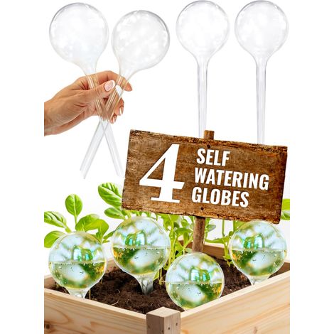 Juego de 4 globos de riego automáticos de plástico XL para plantas de interior y jardín - Sistema de riego automático con globos de riego de plástico (4, grandes) (1/5)
