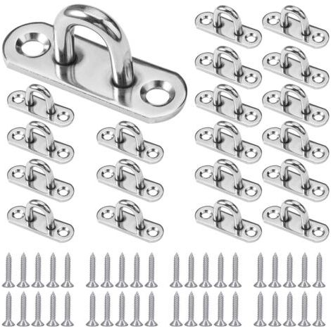 20 Stück U-förmige Deckenhaken, Edelstahlhaken, Edelstahl-Pütting, Basis 15 x 45mm, Wandhalterung Augenplatten zur Befestigung von Schnüren an Booten, Yoga, Kronleuchtern, Eisenwaren (1/4)