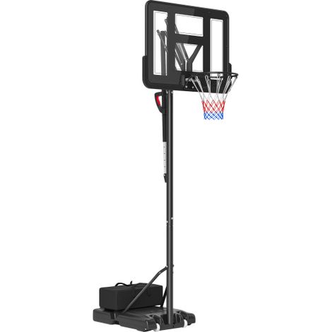 Canestro da basket per esterni, regolabile in altezza (230-305 cm), dotato di tabellone infrangibile da 110 x 75 cm e ruote, cerchio a molla, adatto all'uso da parte di adulti. (1/5)