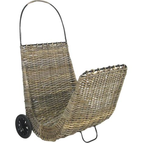 Chariot à bûches en poelet gris et métal