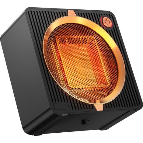 Small heater, portable tabletop heater, PTC ceramic tabletop heater, tip-over protection, suitable for office and home, black (1/3)