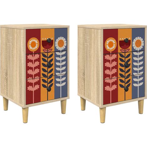 Mesa de noche ESSEN 2 uds. Roble Sonoma 36 x 33 x 60 cm vidaXL
