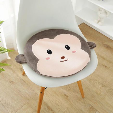 Coussin rond décoratif 40x40x4 cm, motif singe curry, enfants/adultes, chambre