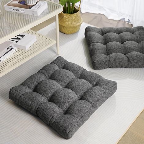 Coussin de chaise carré - convient pour la maison, le bureau, la salle à manger, la cuisine, 53 cm, gris, lot de 2 (1/5)