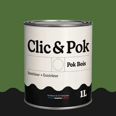 Peinture Bois Extérieur – POK BOIS - 1L - RAL 6010 - Vert herbe- Résistante aux intempéries - Ne s'écaille pas