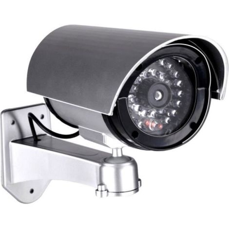 Caméra factice LED extérieure murale gris sécurité - Caméra factice - Plastique - 2xAA - Non inclus (1/2)