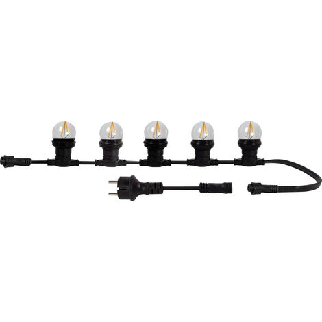 Guirlande LED Connectable 10 Douilles E27 - 10 Ampoules à Filament 85LM, Idéale pour Extérieur- TIBELEC (1/5)