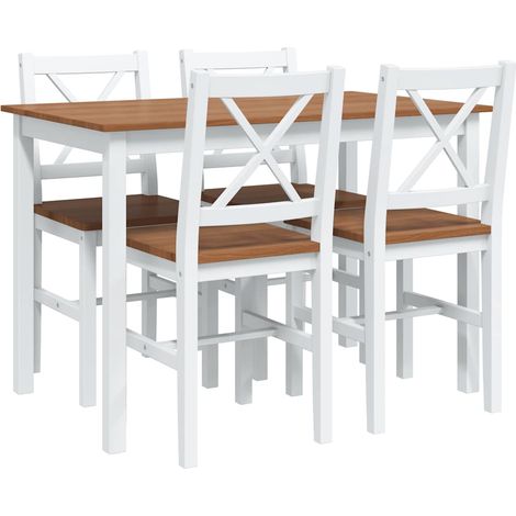 Ensemble de salle à manger 5 pcs  Meubles de salle à manger Marron et blanc (1/5)