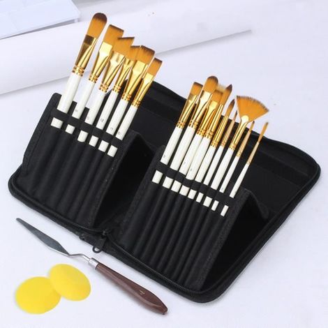 Pinceau D\'artiste-Jeu De 15Pcs Pinceaux Pour La Peinture Acrylique, L\'aquarelle, Forme De Pinceaux Multifonctionnels (1/3)