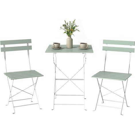White and Green Foldable 3-Piece Garden Bistro Set for Terrace (1/5)
