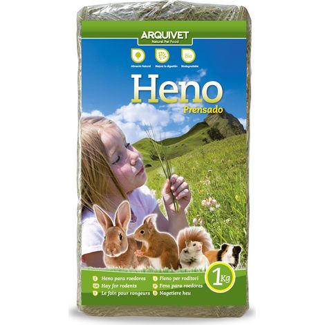 Arquivet Fieno pressato per roditori e Piccoli mammiferi - Erba per roditori - Integratore Alimentare roditori - Conigli, porcellini d'India, Cricetoli, Scoiattoli - 1 kg (1/5)