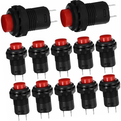 12 boutons-poussoirs momentané plastique, pour panneau/atelier (1/5)