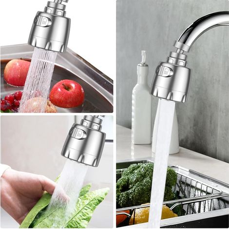 Aérateur 3 pièces pour robinet, rotatif à 360 degrés, robinet d'évier, robinet à économie d'eau, tête de pulvérisation pour cuisine et salle de bain, 2 modes, 75 cm (1/4)