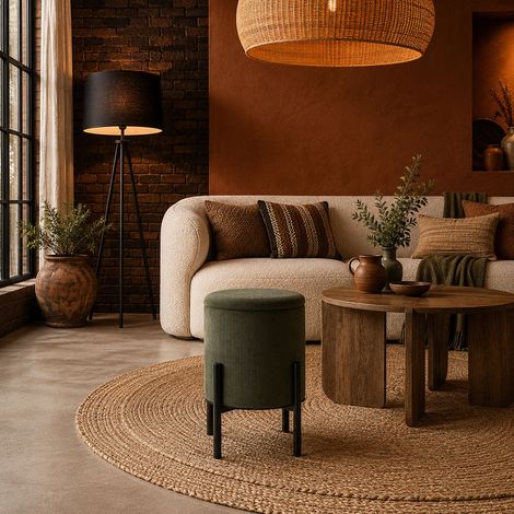 Lot de 4 Poufs - HOME DECO FACTORY - Jules - Rangement - Côtelé - Vert (1/5)