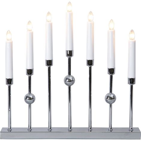 Chandelier Star Trading 'Gustavo' en métal, 7 lumières, ampoule E10, fonctionnement électrique, argent, L 37 cm, H 37 cm (1/4)