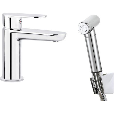 Rubinetto per lavabo CON doccetta bidet, fisso, cromato, Alpinia BGA 027M