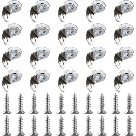 20 Pièces 12x11.5x14.5 mm Acier Inoxydable Support d'Étagère en Verre, Support de Fixation à Angle Droit Clip Étagère, Supports de Montage en Verre