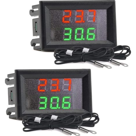 Mini Thermomètres, Numériques à Double Affichage LED Rouge/Vert DC 4-28 V avec Sonde en Métal étanche NTC -50 °C 120 °C, Testeur de Température (1/5)