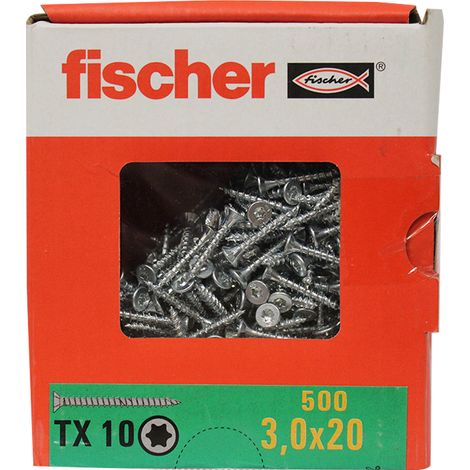 500 Vis VBA zingué blanc Power-Fast TX10 Ø3 x 20 mm - Filetage total - Fischer (1/4)