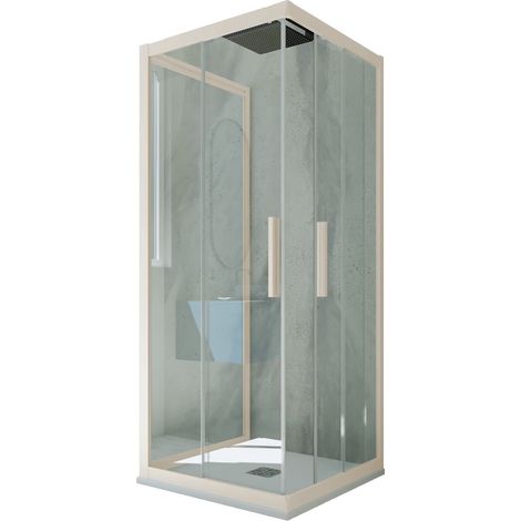 Box doccia scorrevole 3 lati 80x80x80 cm Champagne Kolors Trio