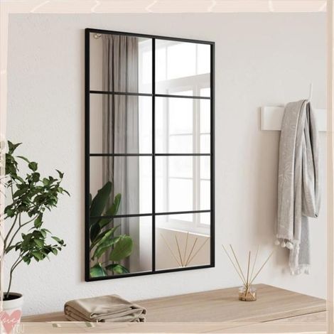 358648 Miroir mural noir 50x80 cm rectangulaire fer (1/5)