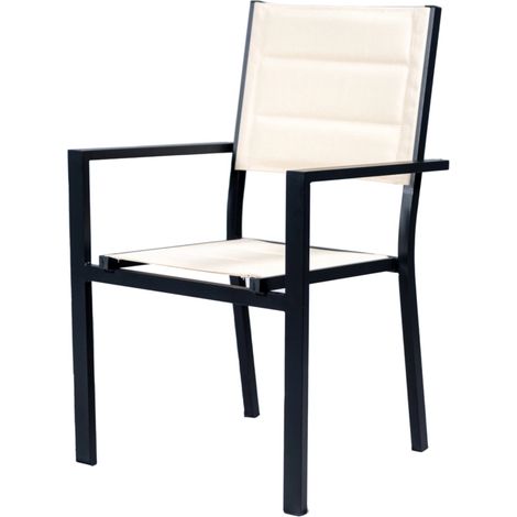 sedia da esterno eurogarden in alluminio e textilene panna 60x56,5x87 cm (1/2)