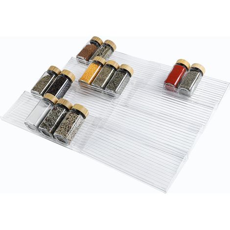 8 Pièces Étagère à Épices en Acrylique pour Tiroirs Extensible 28 CM à 56 CM Rangement Épices Tiroir Acrylique Transparent pour Condiments Cuisine Armoires Comptoir (1/5)