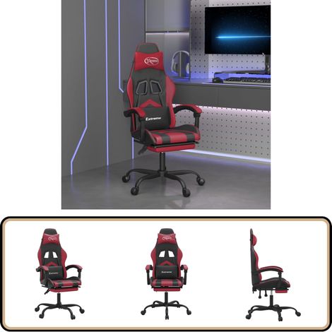 Chaise de jeu avec repose-pied Noir/rouge bordeaux Similicuir - Chaises Gaming - Fauteuil Gamer - Chaise Bureau - Chaise Ergonomique - Chaise Confortable