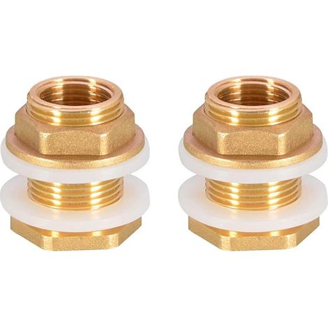 2 Pièces Dn20 3/4 Laiton Réservoir D'eau Tuyau D'eau Raccord Adaptateur Robinet Douille de Seau à Pluie Douille de Réservoir en Laiton pour Robinet Seau de Pluie Réservoir d'eau
