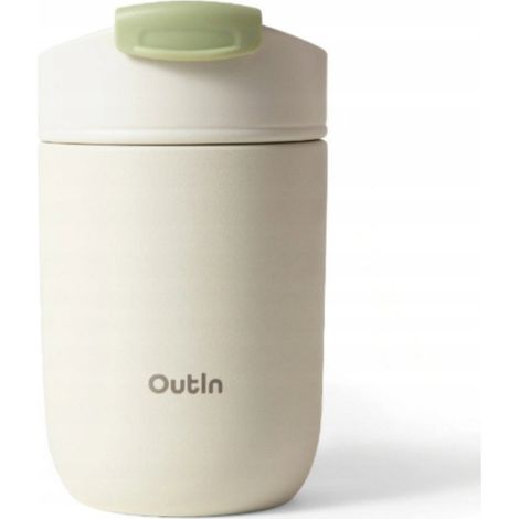 OutIn Tazza Termica da Viaggio 350 ml - Bianco Sabbia, Acciaio Inox, Antigoccia (1/3)