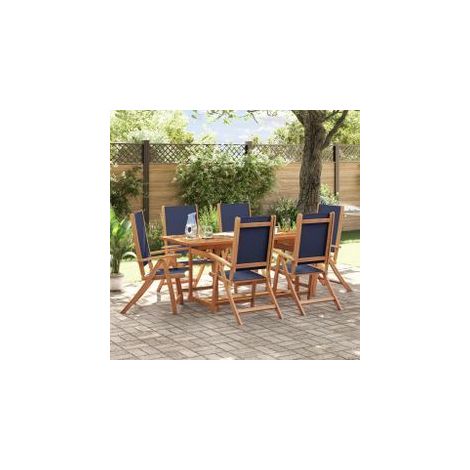 Ensemble à manger de jardin 7pcs bois d'acacia solide textilène (1/5)