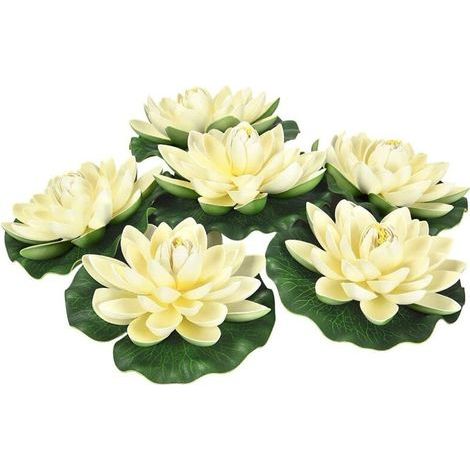 Pièces Nénuphars Artificiels Fleurs Flottantes Fleur de Lotus Flottante Nénuphars Lotus Nénuphar pour Fontaine d'Aquarium Bassin à Poissons Décoration de Bassin de Jardin (1/5)